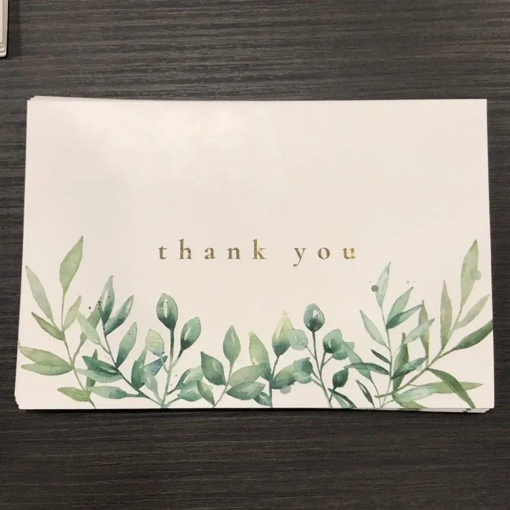 GOOJI Green & Gold‎ Watercolor Botanical THANK YOU Note Cards in 6 Patterns